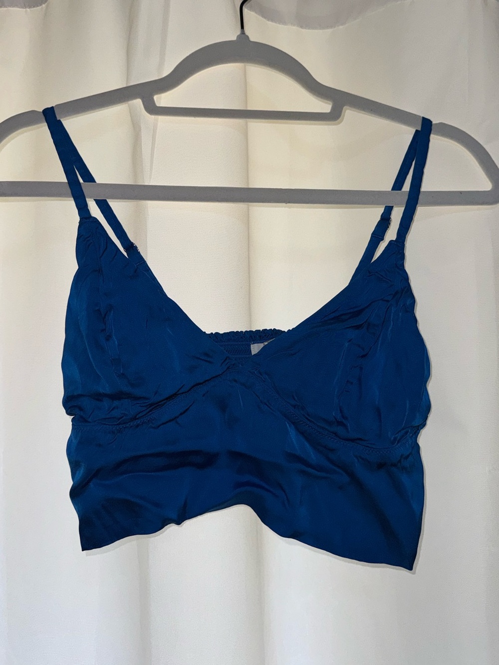 Aerie Blue Satin Bralette Crop Top